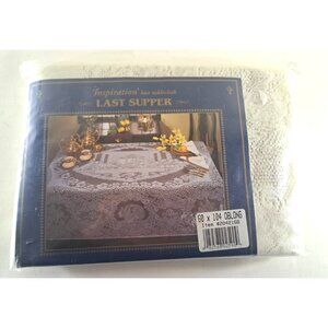 NEW Last Supper Oblong Tablecloth Ivory Lace Religious Christian 60x104